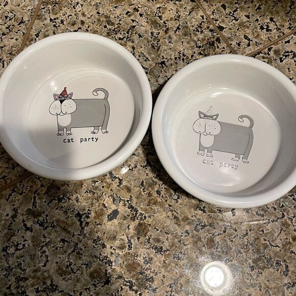 Ursula Dodge PARTY CAT Cat Bowls set of 2 - Picture 8 of 13